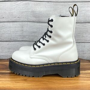 Dr. Martens Jadon White Smooth Leather Platform Boot Side Zip Womens Shoe Size 7